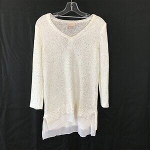 NWT Ann Taylor Outlet Women Size Medium Layered Look Sequin Accent Tunic Sweater